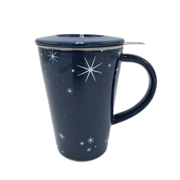 Davids Tea Perfect Mug Lid Infuser 12 oz Starry Sky Color Changing Retired Cup - Picture 1 of 10